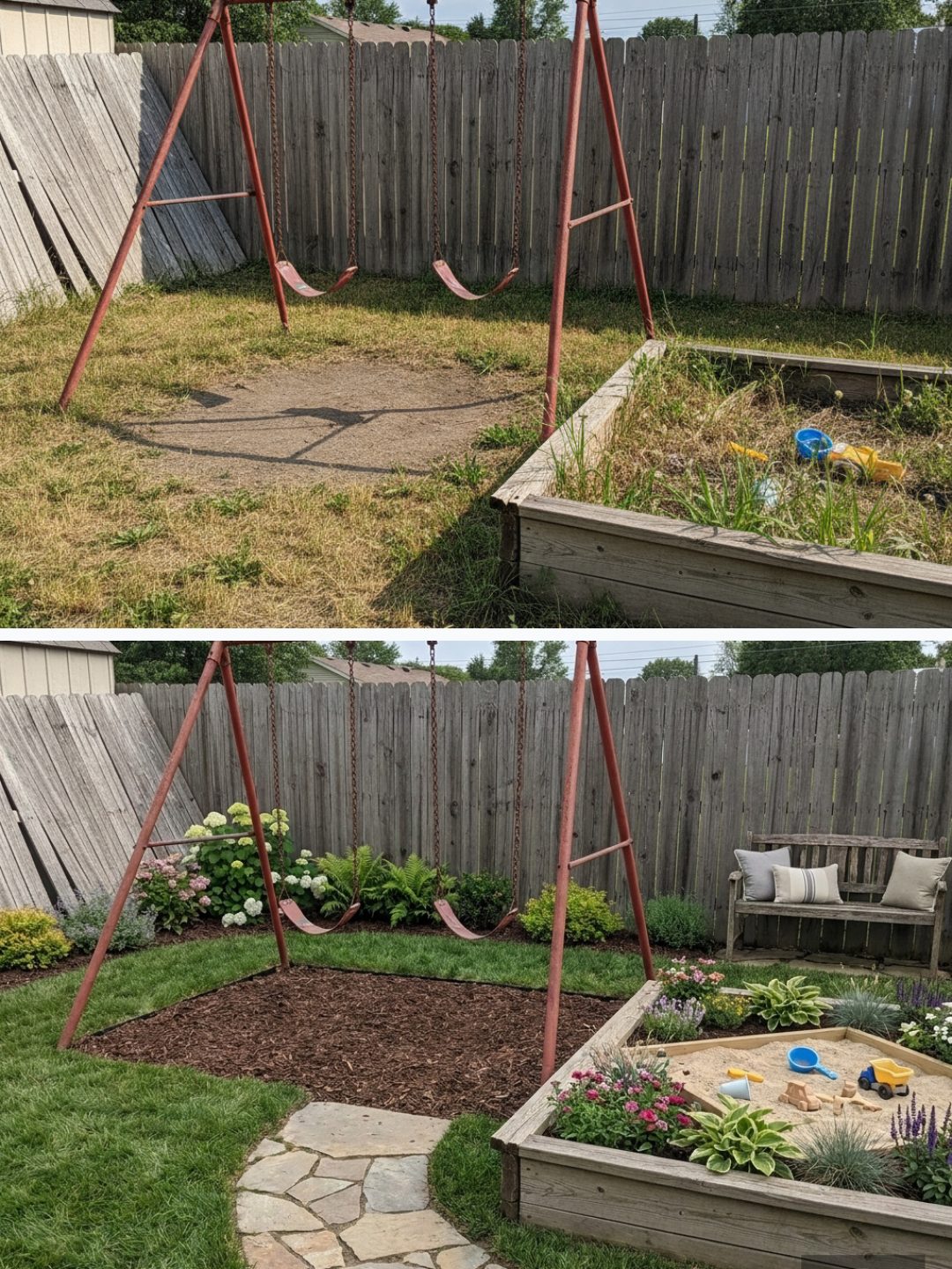 Before and after: yard remixed into Surprise Me with YardRemix AI