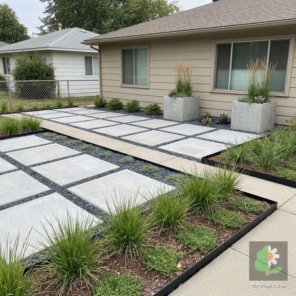 After: the yard remixed into Modern Minimalist by YardRemix AI