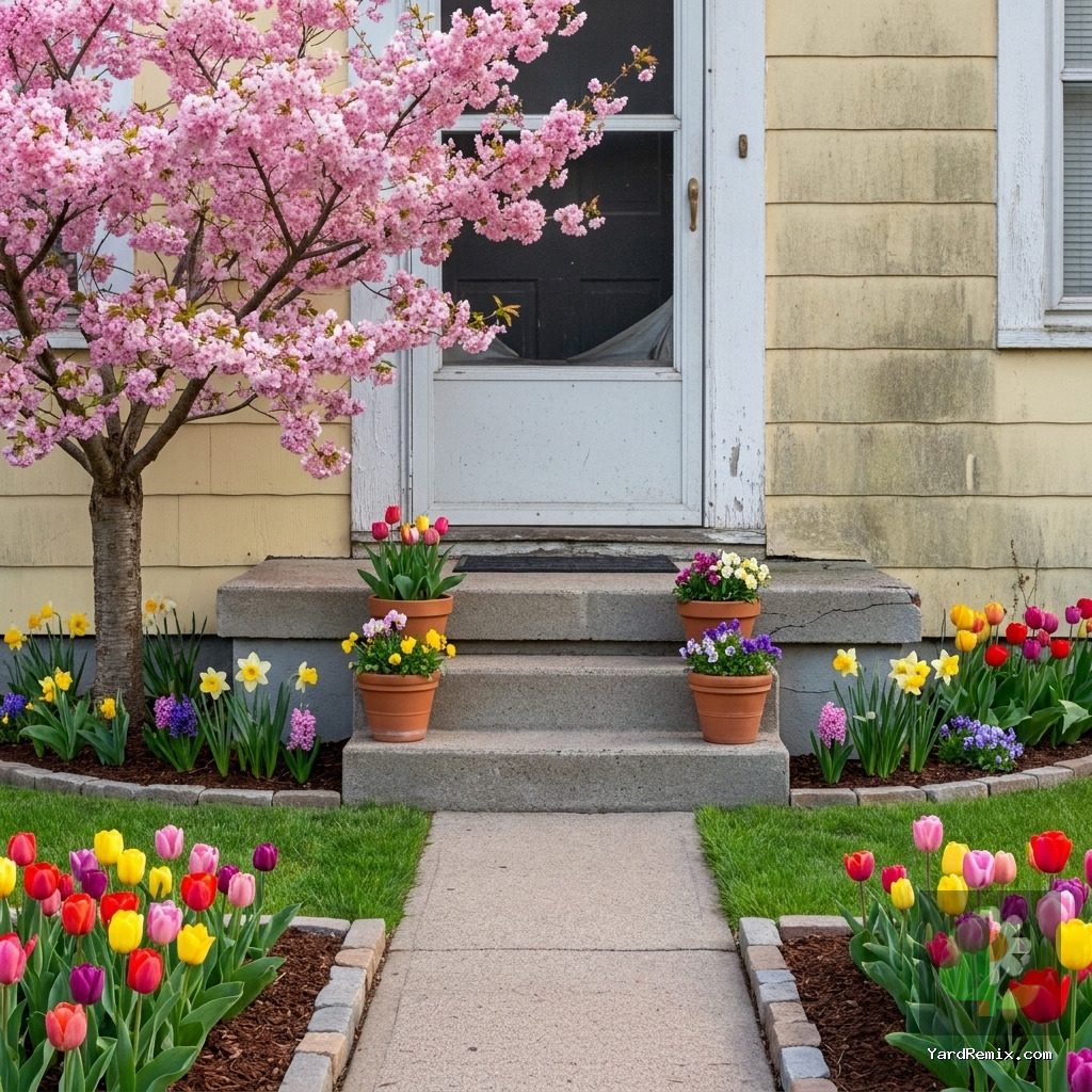 After: the yard remixed into Spring Bloom by YardRemix AI