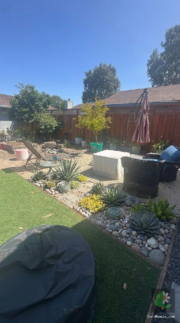 After: the yard remixed into Succulent Garden by YardRemix AI