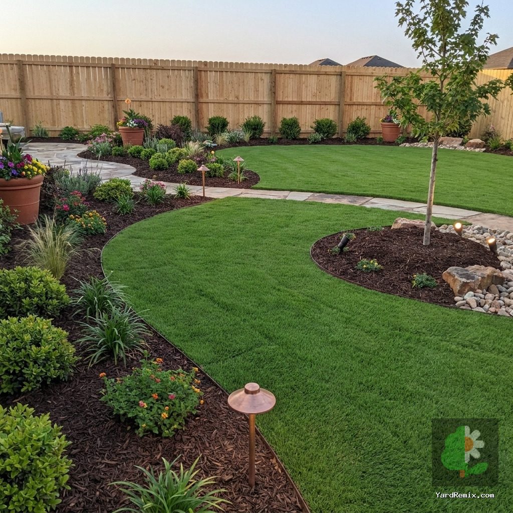 After: the yard remixed into Pro Landscaping by YardRemix AI