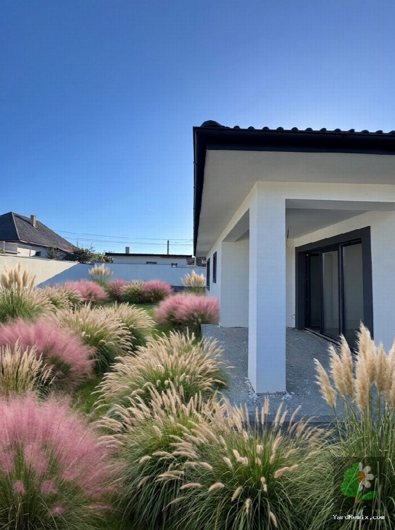 After: the yard remixed into Ornamental Grasses by YardRemix AI