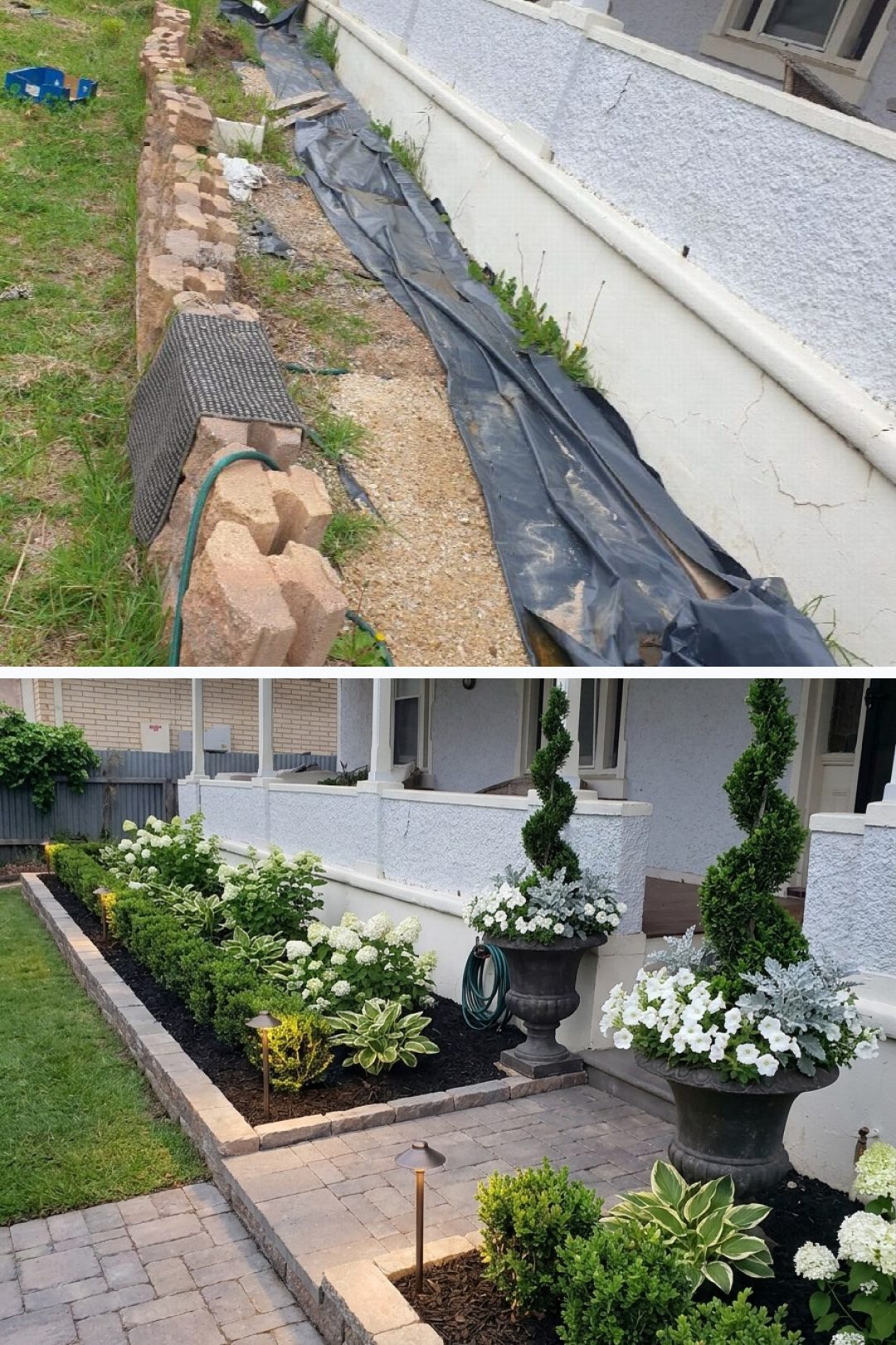 Before and after: yard remixed into Professional Curb Appeal with YardRemix AI