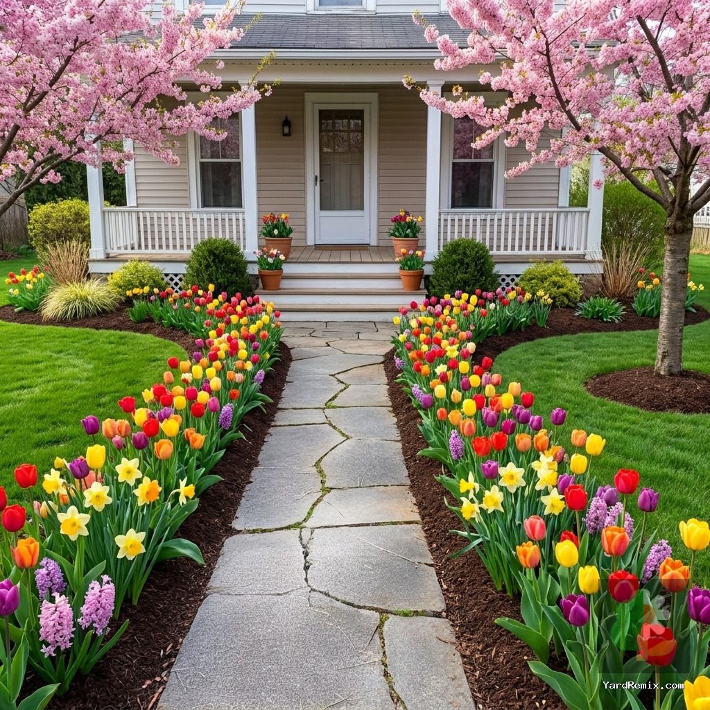 After: the yard remixed into Spring Bloom by YardRemix AI