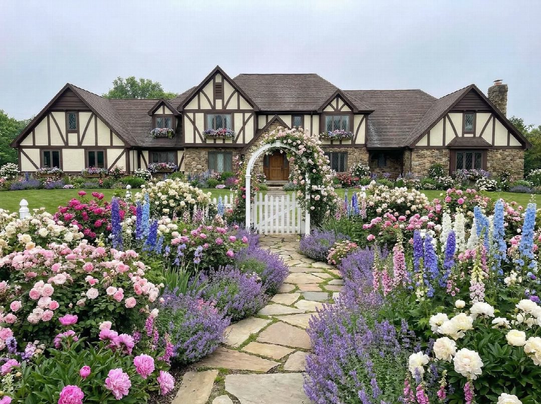 After: the yard remixed into Cottage Garden by YardRemix AI